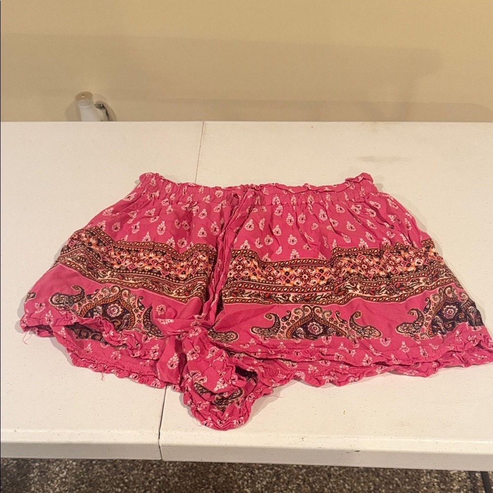 Angie Pink Bohemian Print Shorts